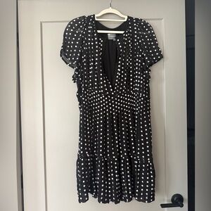 Anthropologie Black and White Polka Dot Somerset Dress